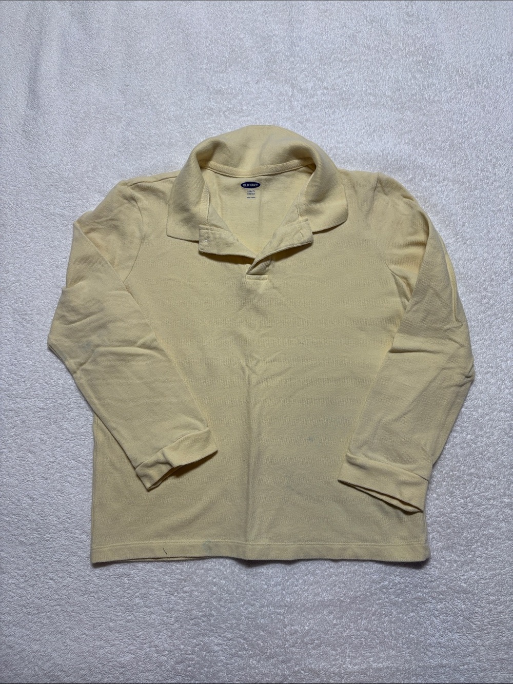 Old Navy Long-Sleeve Stretch Pique Polo Shirt Pale Yellow Large